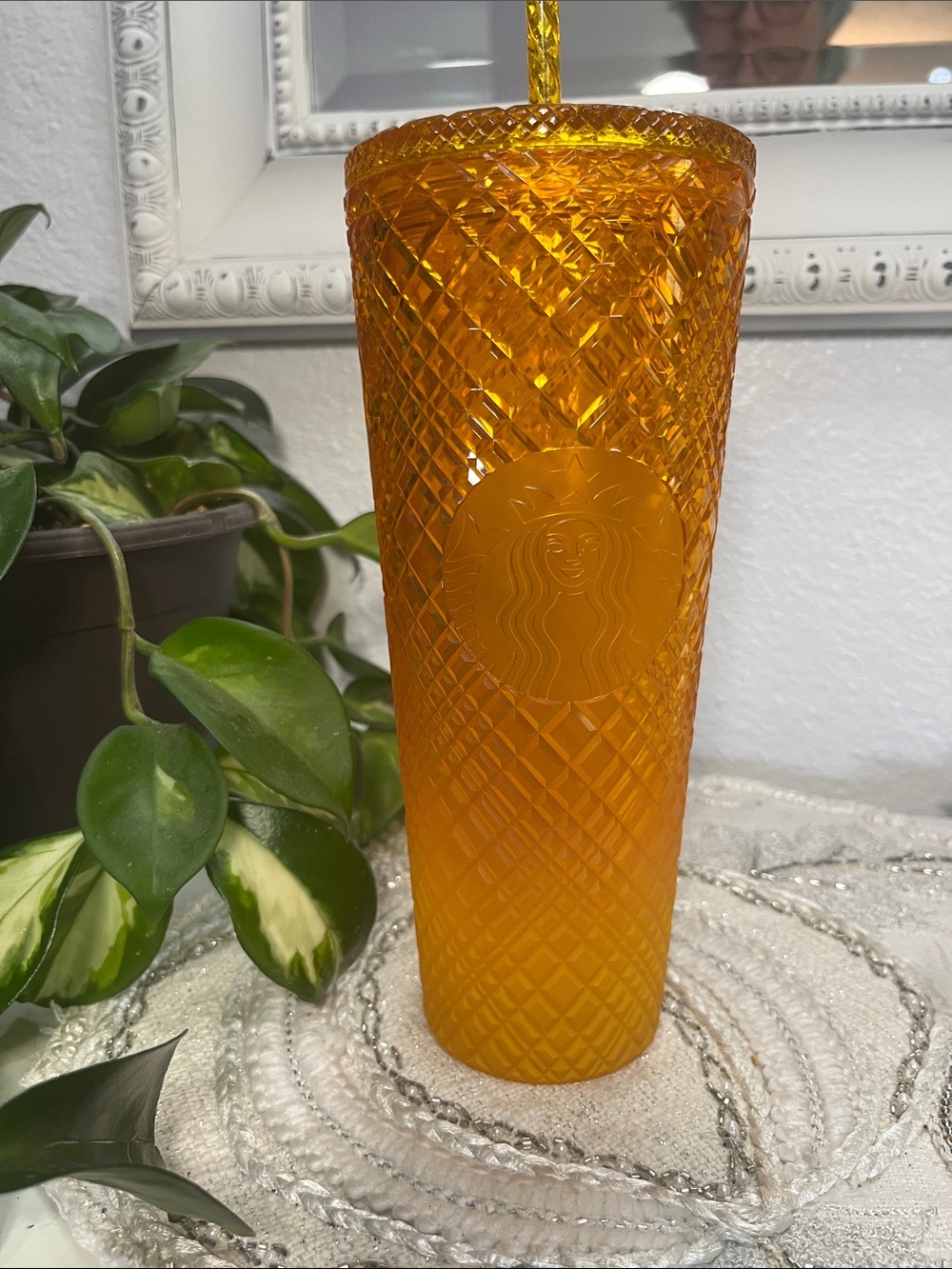 NWOT Starbucks 2021 Summer Orange Mango Ombre Jeweled Studded Tumbler 24oz